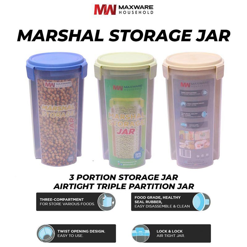 3 portion air tight storage jar